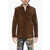 DSQUARED2 Suede Leather Utility Jacket With Logoed Buttons Brown