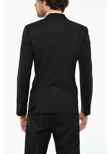 Sacouri DSQUARED2 Virgin Wool Stretch 2-Button Blazer With Peak Lapel Black Barbati (BM 19621700) 2