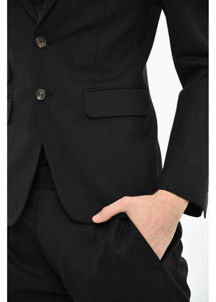 Sacouri DSQUARED2 Virgin Wool Stretch 2-Button Blazer With Peak Lapel Black Barbati (BM 19621700) 3