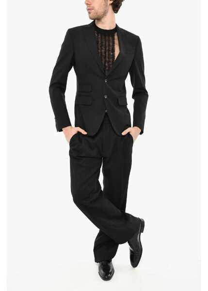 Sacouri DSQUARED2 Virgin Wool Stretch 2-Button Blazer With Peak Lapel Black Barbati (BM 19621700) 4