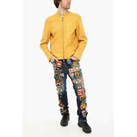 Geci de piele pentru Barbati - Geci de piele DSQUARED2 Leather Jacket With Zip On Sleeve Yellow Barbati (BM 19621703) - B-mall.ro