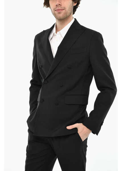 Costume DSQUARED2 Virgin Wool Double Breast Suit With Peak Lapel Black Barbati (BM 19621706) 2