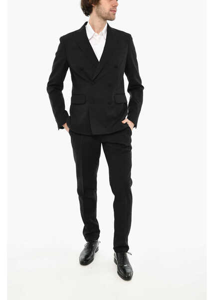 Costume DSQUARED2 Virgin Wool Double Breast Suit With Peak Lapel Black Barbati (BM 19621706) 1