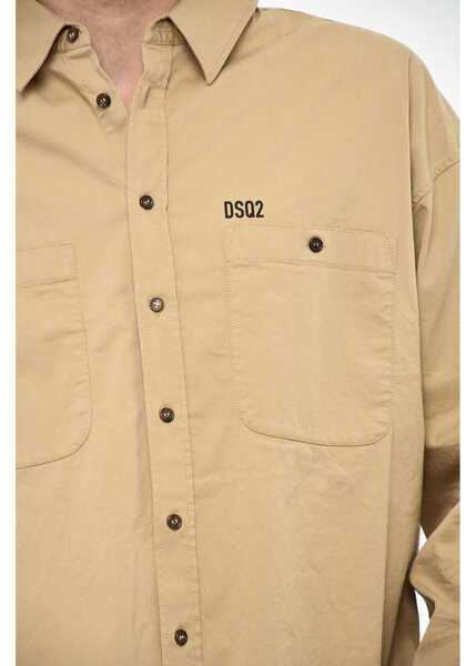 Camasi casual DSQUARED2 Double Breast Pocket Casual Shirt With Monogram Beige Barbati (BM 19621709) 3