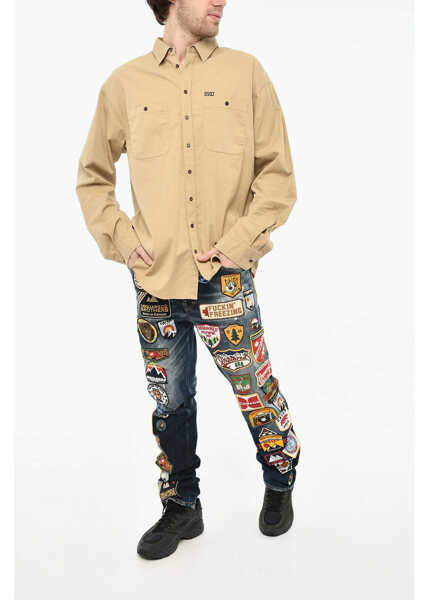 Camasi casual DSQUARED2 Double Breast Pocket Casual Shirt With Monogram Beige Barbati (BM 19621709) 4