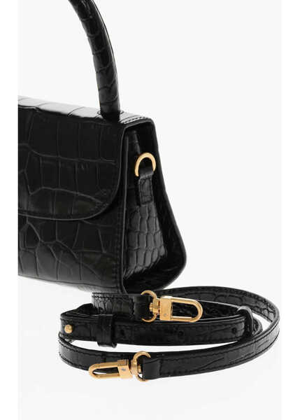 Genti de umar BY FAR Crocodile Effect Leather Flax Circular Mini Bag Black Femei (BM 19621712) 3