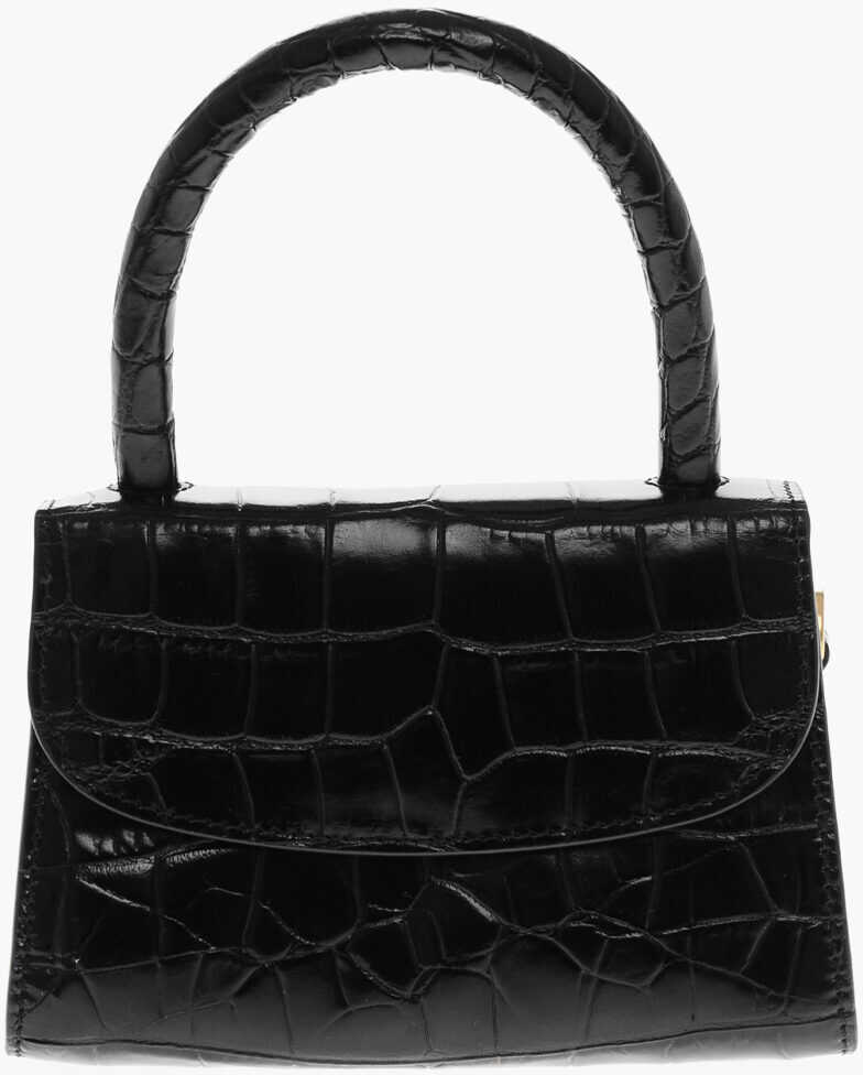 Genti de umar BY FAR Crocodile Effect Leather Flax Circular Mini Bag Black Femei (BM 19621712) 1
