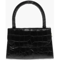 Genti de umar Crocodile Effect Leather Flax Circular Mini Bag Femei