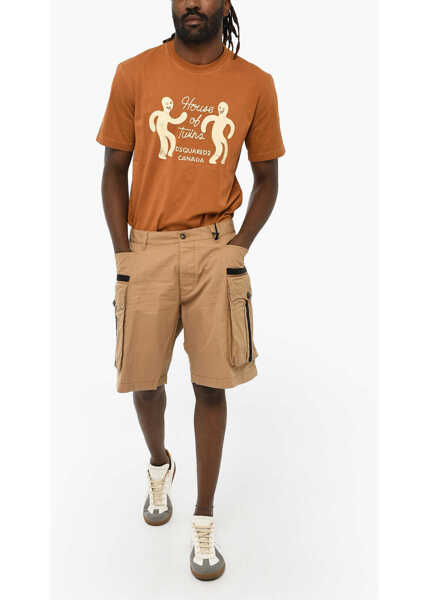 Pantaloni scurti DSQUARED2 Cotton Cargo Shorts With Belt Loops Beige Barbati (BM 19621715) 4