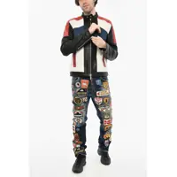 Geci de piele pentru Barbati - Geci de piele DSQUARED2 Leather Color Block Jacket White Barbati (BM 19621727) - B-mall.ro