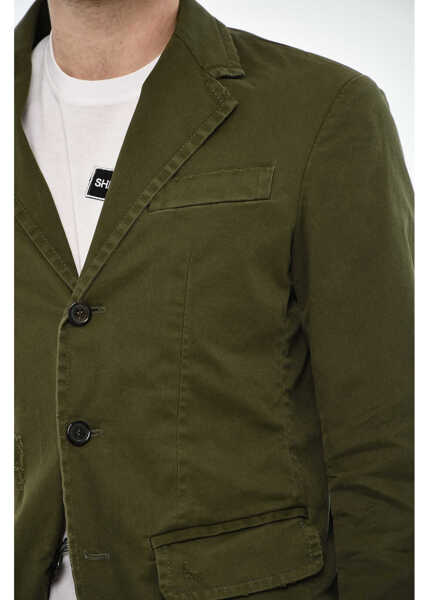 Sacouri DSQUARED2 Distressed Effect Cotton 3 Buttons Blazer Green Barbati (BM 19621733) 3
