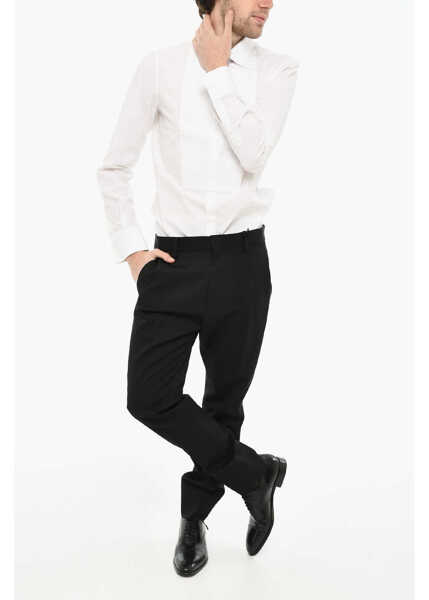 Pantaloni casual DSQUARED2 Virgin Wool Cigarette Fit Pants With Rhinestone Side Band Black Barbati (BM 19621736) 4