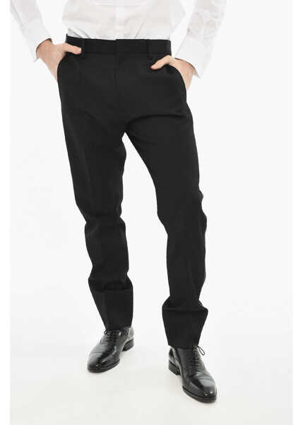 Pantaloni casual DSQUARED2 Virgin Wool Cigarette Fit Pants With Rhinestone Side Band Black Barbati (BM 19621736) 1