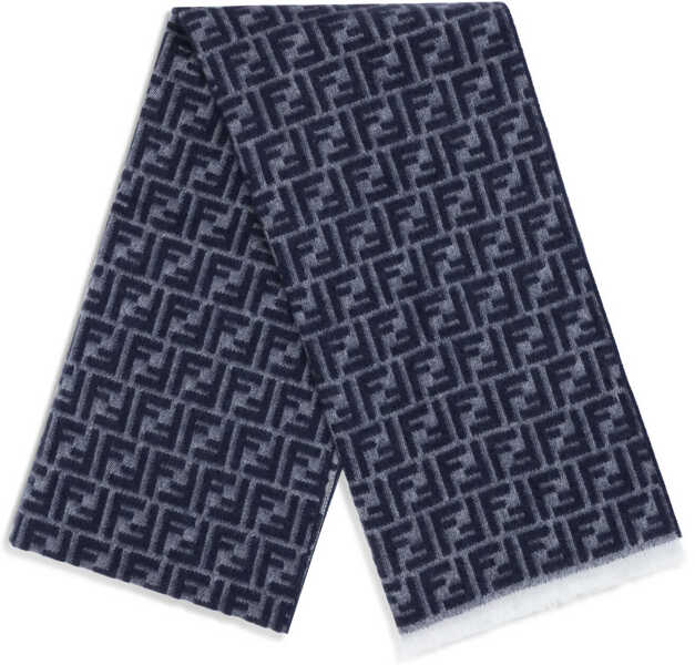 Esarfe Fendi FF wool Scarf GRIGIO/BLU Barbati (BM 19621775) 2