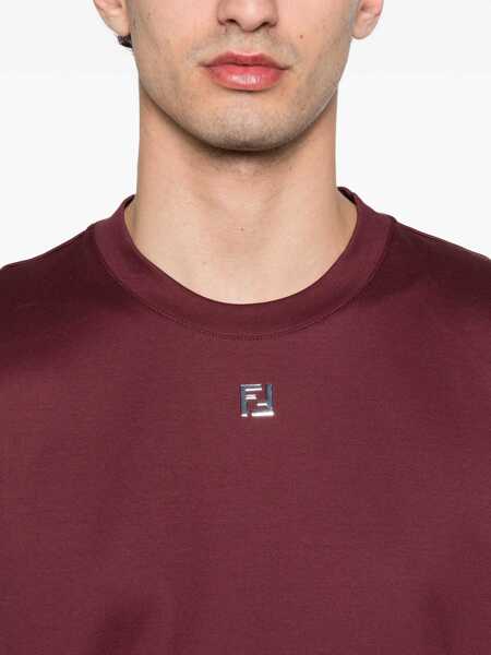 Tricouri Fendi FF T-Shirt BURGUNDY Barbati (BM 19621787) 4
