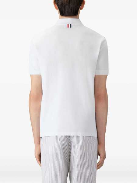 Tricouri Polo Thom Browne Polo Shirt whit iconic bands WHITE Barbati (BM 19621802) 4