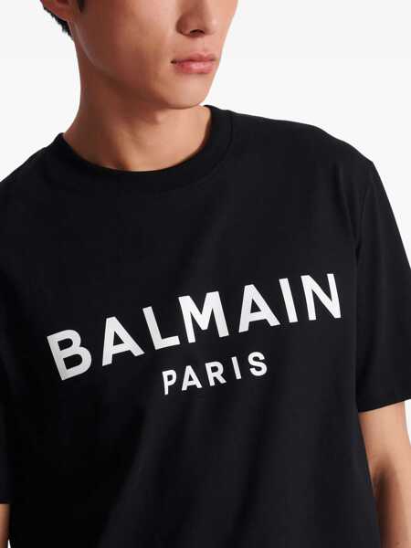 Tricouri Balmain Cotton Print T-shirt NOIR/BLANC Barbati (BM 19621811) 5