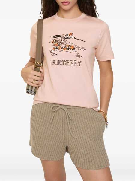 Tricouri Burberry Cotton  t-shirt with EKD Pink Femei (BM 19622367) 2