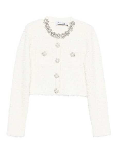 Cardigane Self-Portrait Embellished wool-blend cardigan Beige Femei (BM 19622376) 1