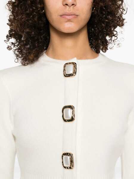 Cardigane Self-Portrait Wool cropped cardigan White Femei (BM 19622382) 5