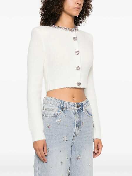 Cardigane Self-Portrait Embellished wool-blend cardigan Beige Femei (BM 19622385) 3