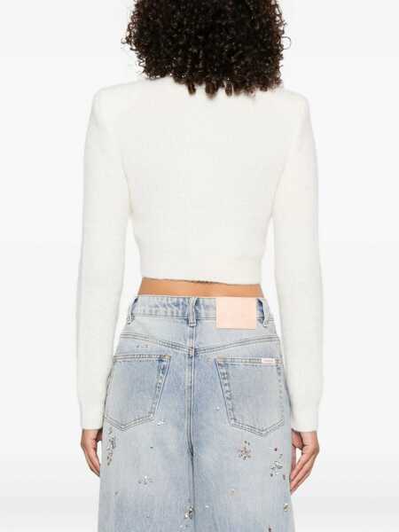 Cardigane Self-Portrait Embellished wool-blend cardigan Beige Femei (BM 19622385) 4