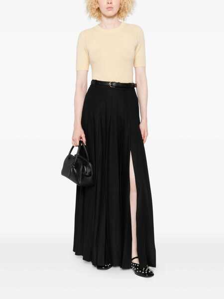 Fuste casual Self-Portrait Long pleated skirt Black Femei (BM 19622388) 2