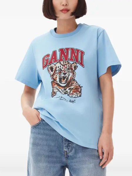 Tricouri Ganni T-Shirt Tiger AZURE Femei (BM 19628477) 5