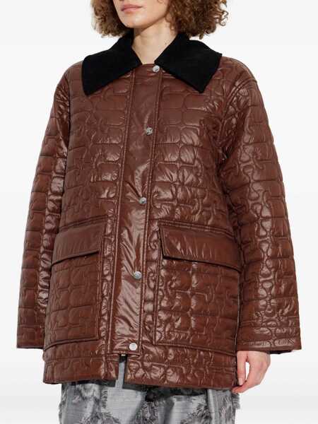 Jachete Ganni Quilted Midi Jacket BROWN Femei (BM 19628531) 3