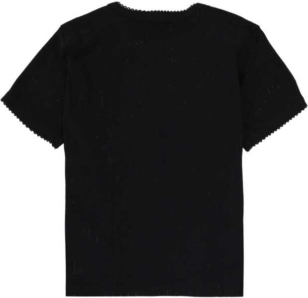 Tricouri ROTATE Birger Christensen Pointelle T-Shirt BLACK Femei (BM 19628534) 2
