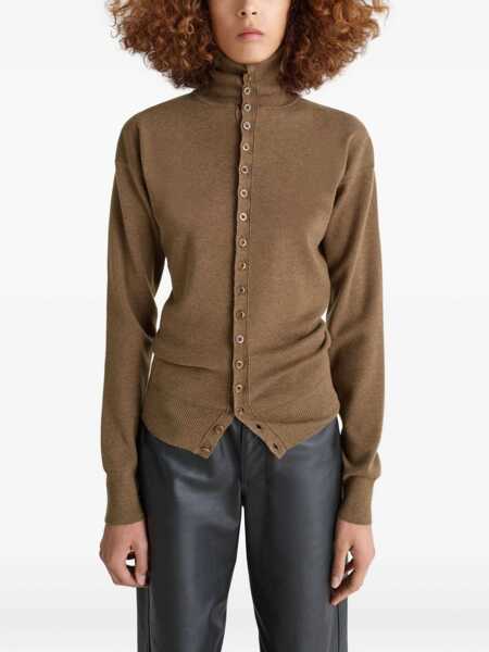 Cardigane LEMAIRE Wool High Collar Cardigan BROWN Femei (BM 19628543) 3