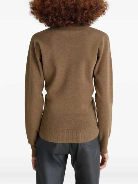 Cardigane LEMAIRE Wool High Collar Cardigan BROWN Femei (BM 19628543) 4
