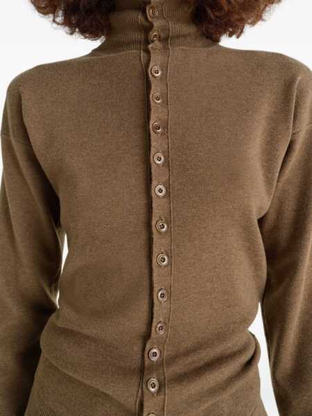 Cardigane LEMAIRE Wool High Collar Cardigan BROWN Femei (BM 19628543) 5