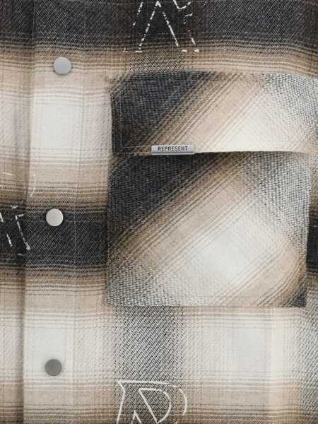 Camasi casual REPRESENT All Over Initial Flannel Shirt LATTE Barbati (BM 19628687) 3