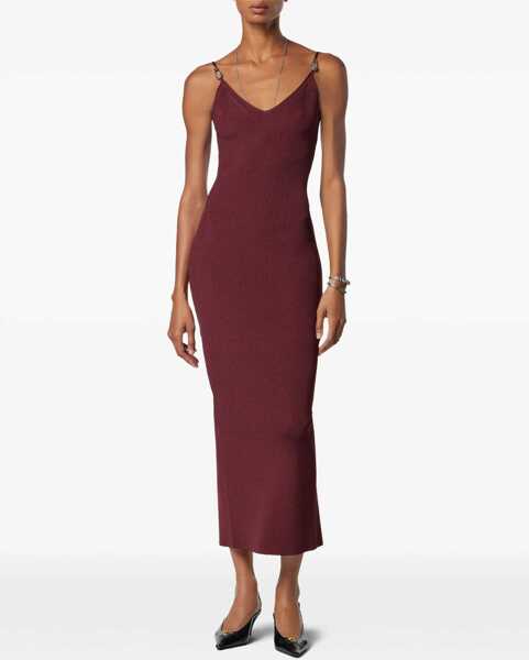 Rochii Versace Safety Pin Slip Midi Dress BURGUNDY Femei (BM 19628762) 2