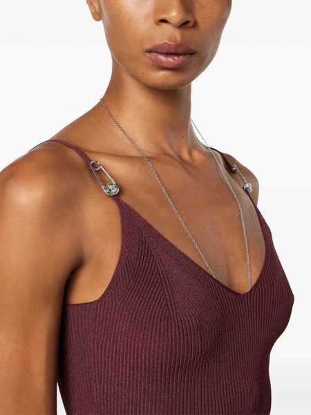 Rochii Versace Safety Pin Slip Midi Dress BURGUNDY Femei (BM 19628762) 4