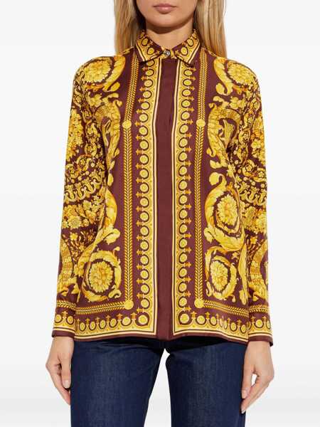 Camasi casual Versace Printed silk Shirt BURGUNDY/GOLD Femei (BM 19628774) 3