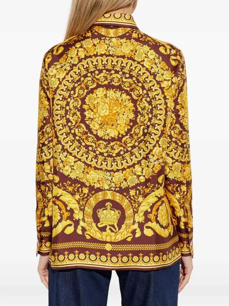 Camasi casual Versace Printed silk Shirt BURGUNDY/GOLD Femei (BM 19628774) 4