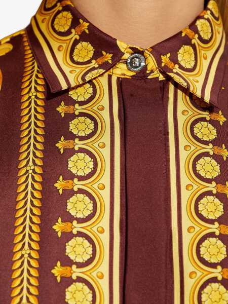 Camasi casual Versace Printed silk Shirt BURGUNDY/GOLD Femei (BM 19628774) 5