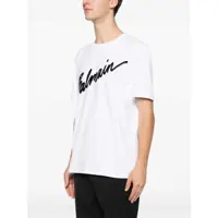 Tricouri Balmain pentru Barbati - Tricouri Balmain Balmain letter flock T-shirt BLANC/NOIR Barbati (BM 19628783) - B-mall.ro