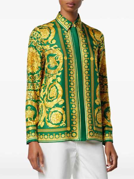 Camasi casual Versace Printed silk Shirt EMERALD/GOLD Femei (BM 19628813) 3