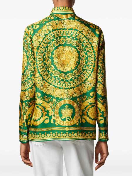 Camasi casual Versace Printed silk Shirt EMERALD/GOLD Femei (BM 19628813) 4