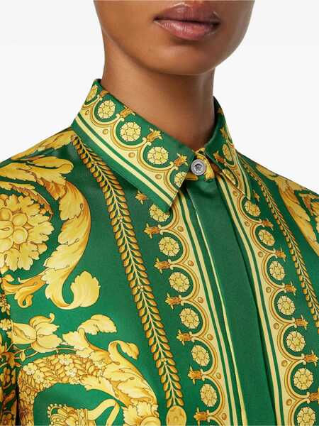Camasi casual Versace Printed silk Shirt EMERALD/GOLD Femei (BM 19628813) 5