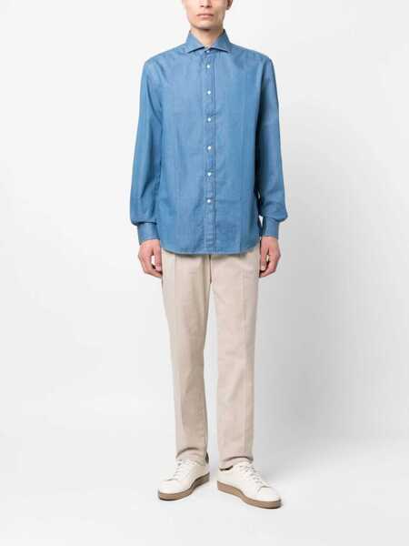 Camasi de blugi Brunello Cucinelli Cotton denim Shirt DENIM MEDIO Barbati (BM 19628849) 2