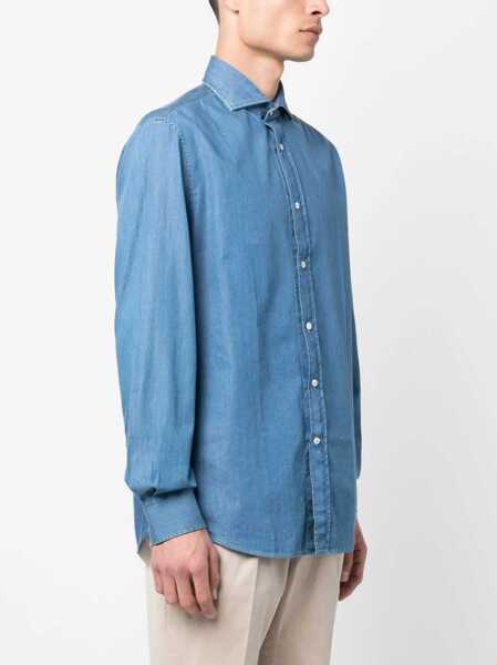 Camasi de blugi Brunello Cucinelli Cotton denim Shirt DENIM MEDIO Barbati (BM 19628849) 3