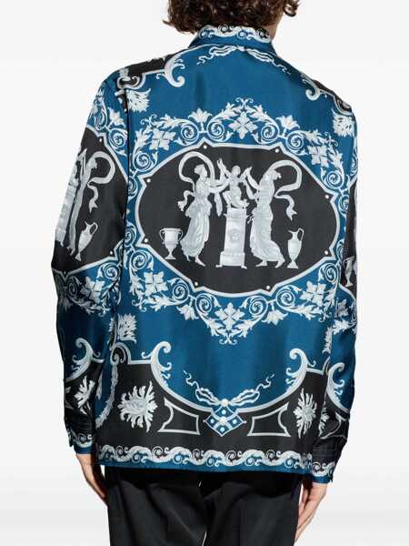 Camasi casual Versace Regular-fit printed silk twill Shirt BLACKPETROL BLUE Barbati (BM 19635830) 4