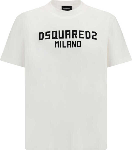 Tricouri DSQUARED2 T-shirt with Dsquared2 Milano logo printed WHITE Barbati (BM 19635836) 1