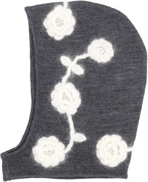 Palarii Ganni Balaklava With Crocheted Flowers CHARCOAL Femei (BM 19637555) 2