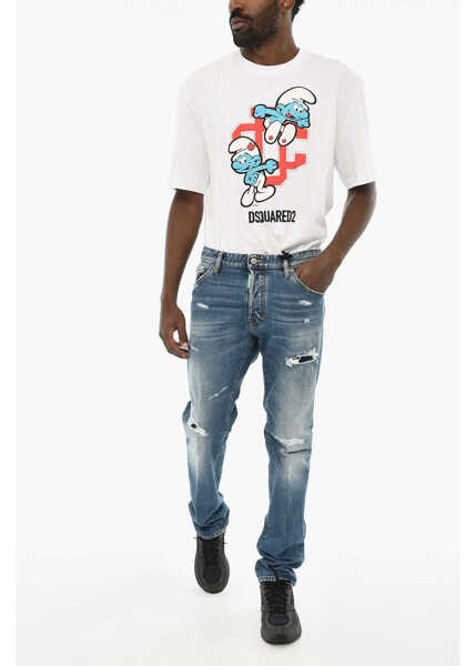 Blugi drepti DSQUARED2 Distressed Effect Jeans 16Cm Blue Barbati (BM 19639199) 3