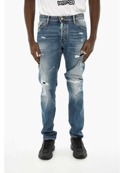 Blugi drepti DSQUARED2 Distressed Effect Jeans 16Cm Blue Barbati (BM 19639199) 1